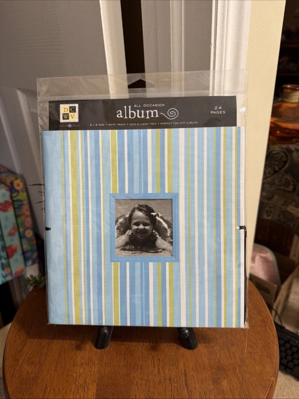 DCWV All Occasion Album- 8" x 8" 24 Pages - Blue & Green Stripes - NIP